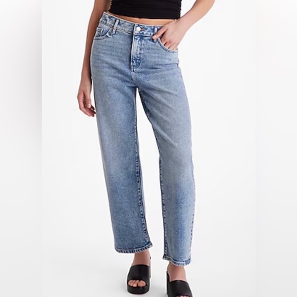 Express Denim - Button fly Relaxed Straight Ankle Blue Women's Express Jeans